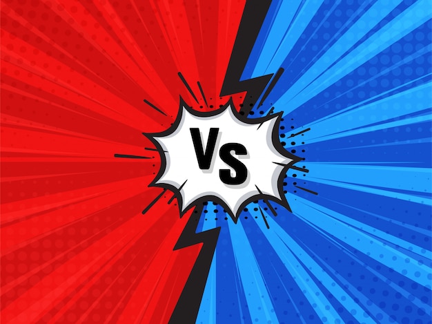 Comic fighting cartoon background.red vs blue.