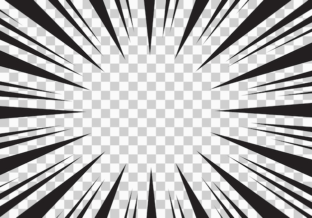 Comic manga efecto transparente vector fondo velocidad radial línea marco zoom patrón abstracto