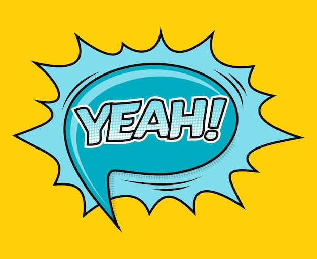 Comic Speech Bubble Effect Yeah Pop Art Retro Style Web Vector ilustración