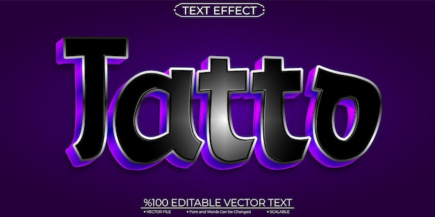 Comic Tatto realista Efecto de texto vectorial editable y escalable