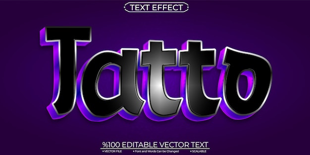 Comic tatto realista efecto de texto vectorial editable y escalable