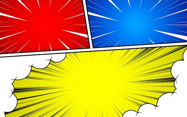cómics ambientados en un fondo colorido Estilo retro estampa de estandarte de cómics Fondo de dibujos animados