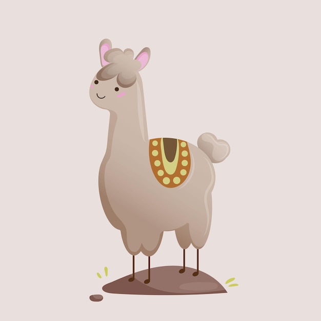 Vector cómics de dibujos animados de lama alpaca