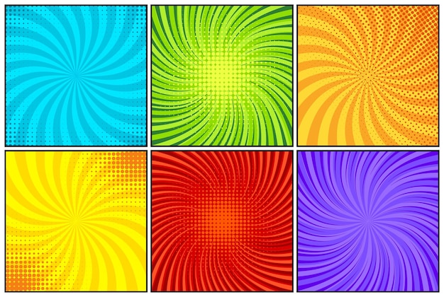 Cómics retorcidos coloridos rayos radiales líneas cómics fondo con líneas de velocidad de movimiento arte pop
