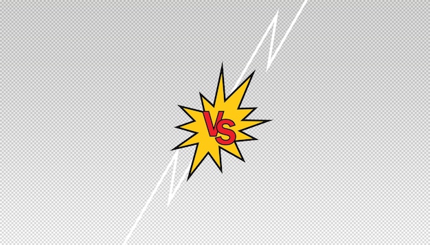 Vector cómics vs marco versus borde de rayo relámpago duelo de lucha cómica y logotipo de confrontación de lucha vs desafío de batalla equipo deportivo coincide con conflicto fondo vectorial de dibujos animados aislado