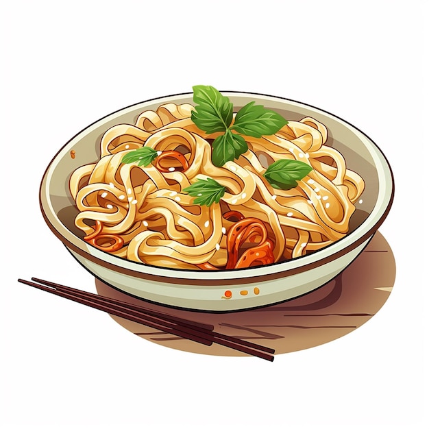 Comida asiática china comida fideos ramen cocina vector menú pasta diseño ilustración resta