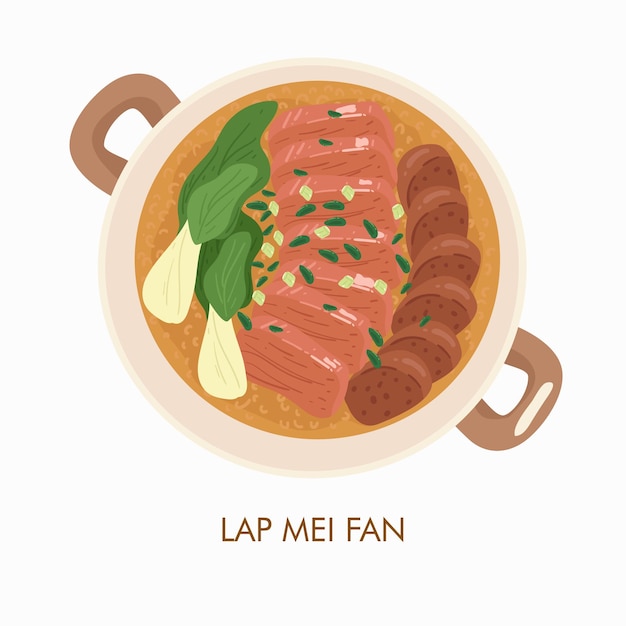 comida asiática, comida china, lap mei fan ilustración vectorial