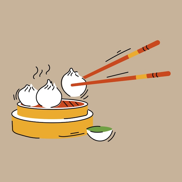 Comida asiática Dim sum comida tradicional china en cesta de vapor de bambú