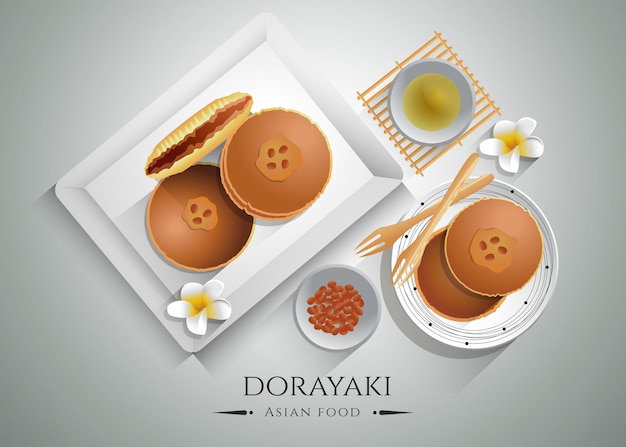 comida asiática dorayaki gradiebt estilo de ilustración