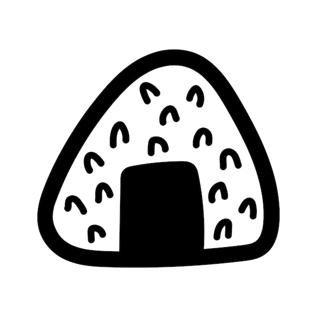 Comida asiática logo simple garabato onigiri icono aislado sobre fondo blanco