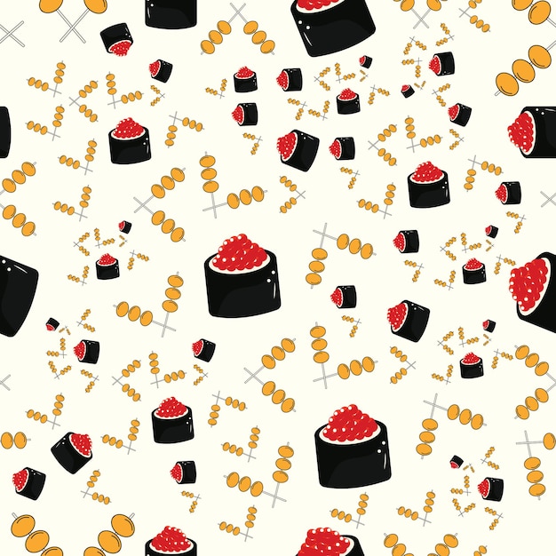 Comida asiática Patrón de comida sin costuras Estilo minimalista vectorial.