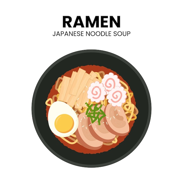 Comida asiática de ramen vector de comida japonesa