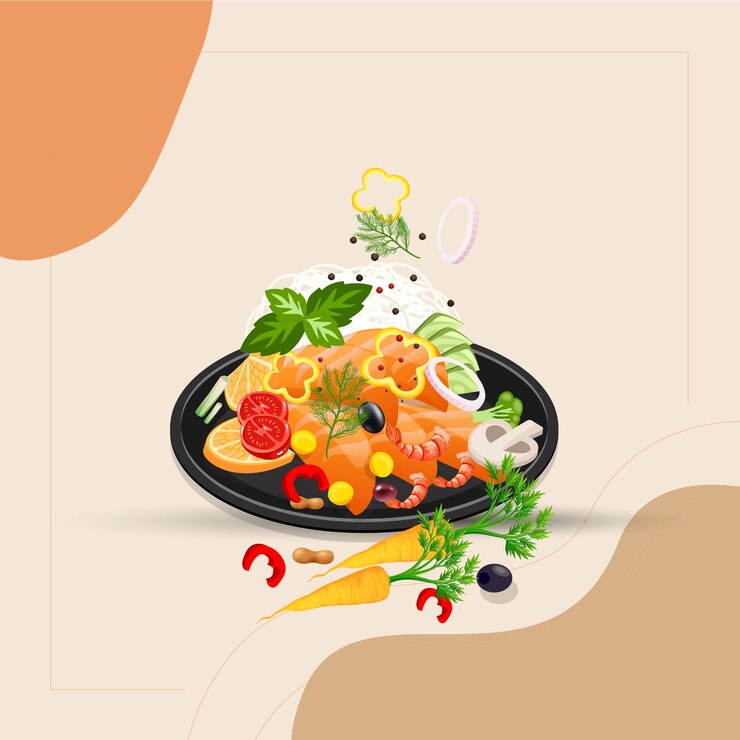 Comida asiática y restaurantes tradicionales, cocina, menú, ilustración vectorial