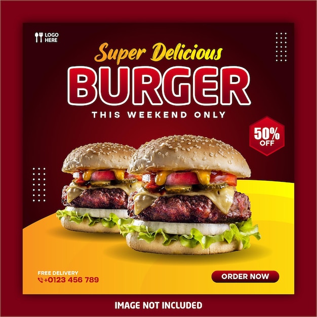 Comida banner deliciosa hamburguesa