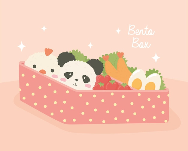 Comida de caja bento de dibujos animados