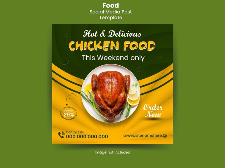 Comida caliente y deliciosa plantilla de publicación en redes sociales