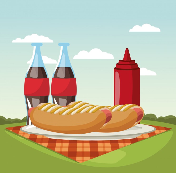 Vector comida campestre en el diseño gráfico del ejemplo del vector del parque