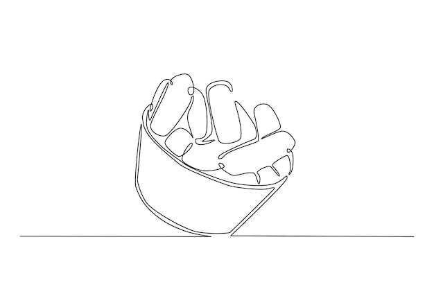 Comida chatarra en el cuenco dibujo continuo de una línea