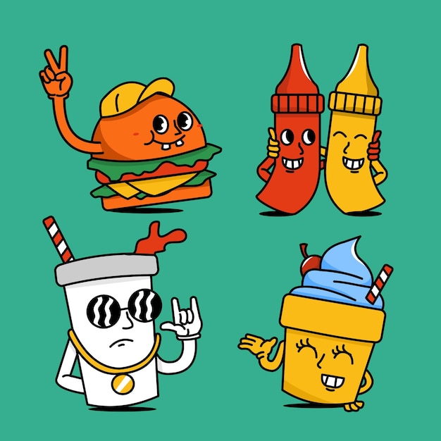 Comida chatarra tradicional de dibujos animados
