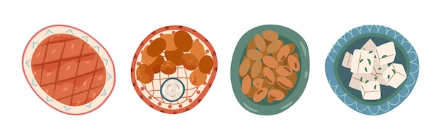 Comida para las comidas de iftar que los musulmanes comen para romper el ayuno