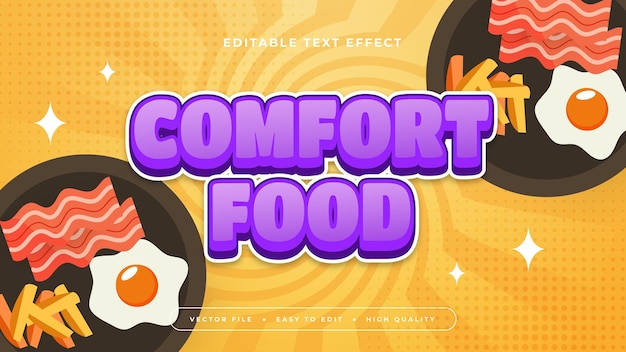 Comida de confort colorida estilo de fuente de efecto de texto editable en 3D