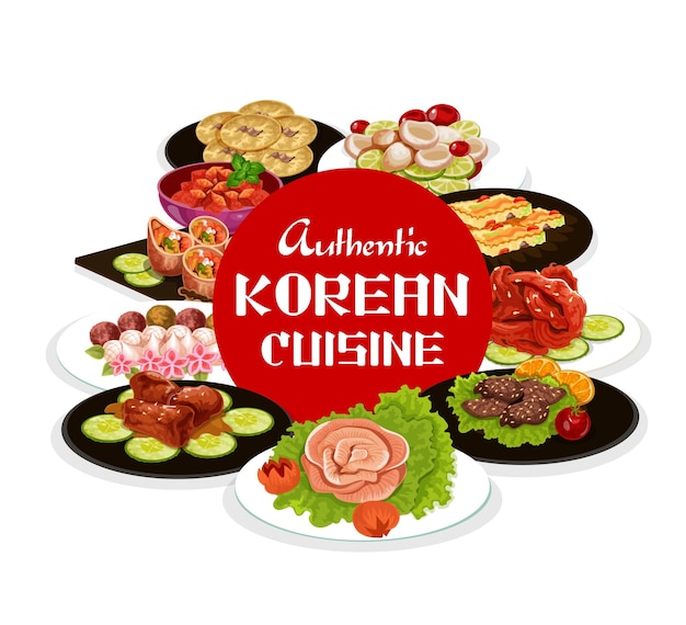 Comida coreana auténticos platos de cocina asiática.
