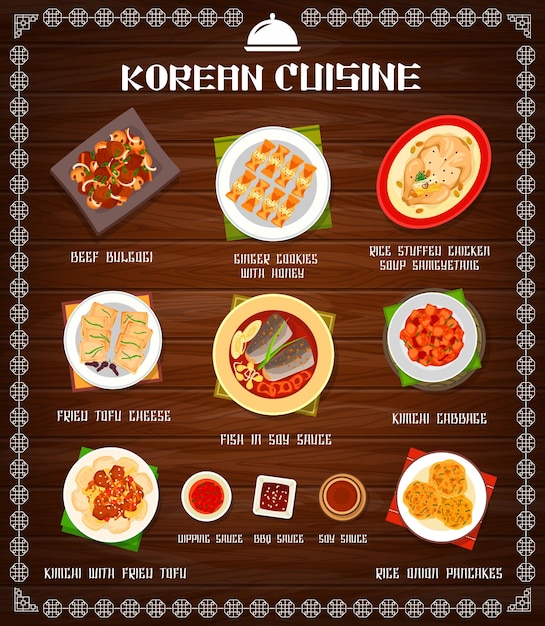 Comida coreana cocina menú platos restaurante comidas