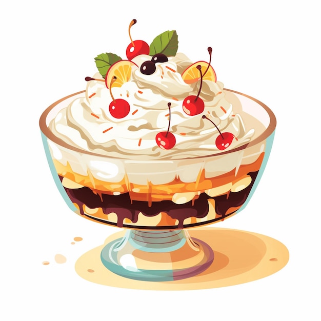 Comida crema vector dulce postre verano hielo ilustración cono aislado dibujos animados gofre cho