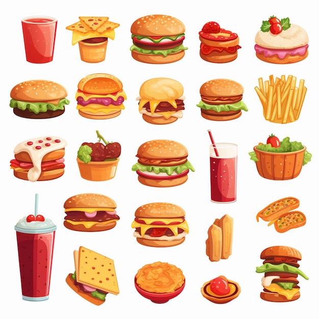 comida deliciosa vector menú ilustrado sabroso restaurante de dibujos animados popular cocinero gourmet bac