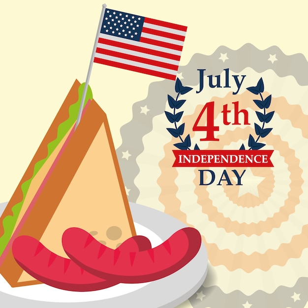 Vector comida día de la independencia americana