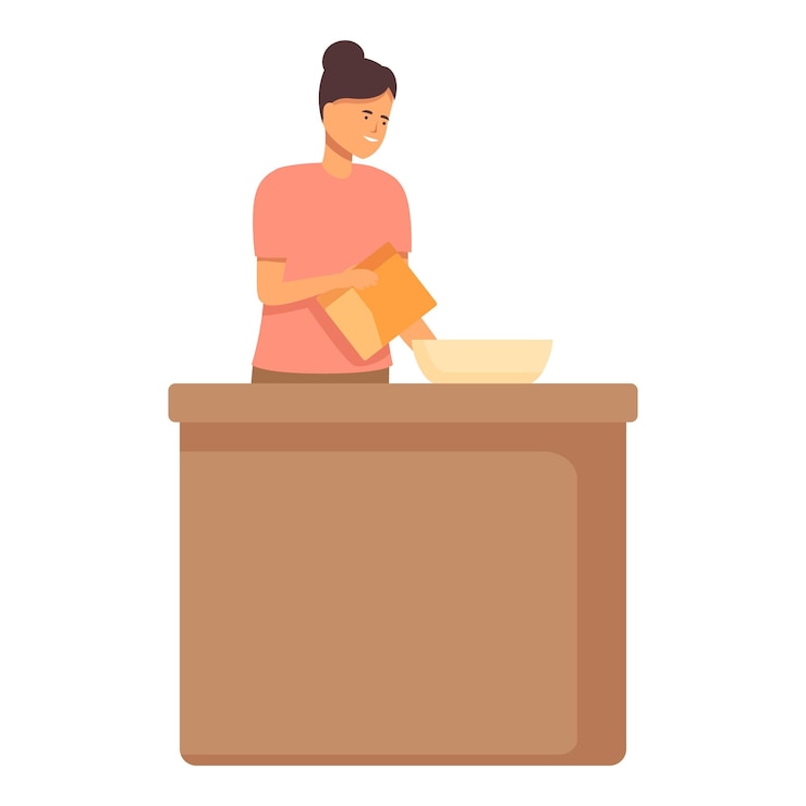 Vector comida diaria desayuno cocinero icono vector de dibujos animados vida cotidiana