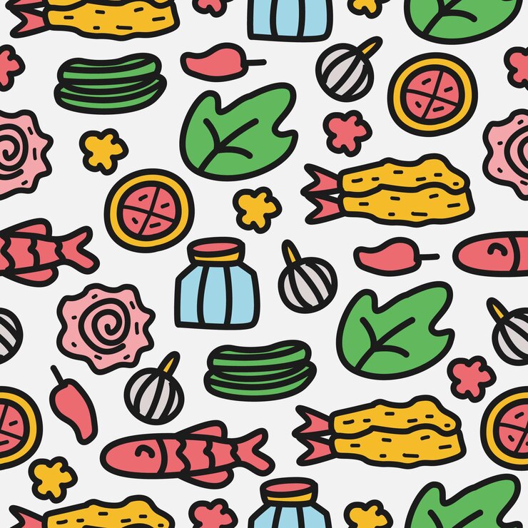 comida de dibujos animados doodle de patrones sin fisuras