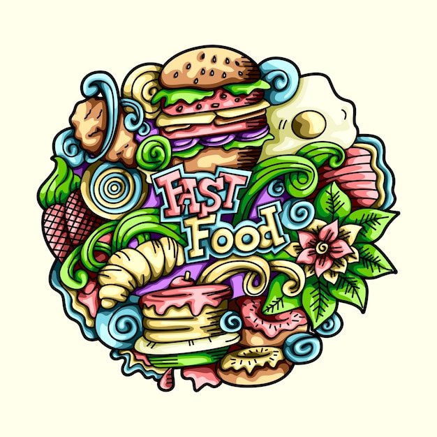 Comida doodle vector elemento colección diseño ilustraciones