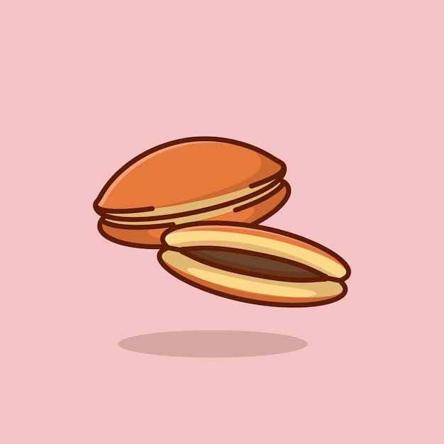 Comida dorayaki flotante simple dibujos animados vector ilustración concepto de comida icono aislado