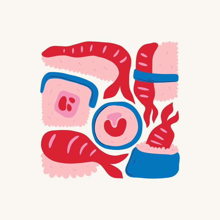 Vector comida elementos abstractos comida y composición saludable estilo minimalista moderno y de moda de matisse restaurante