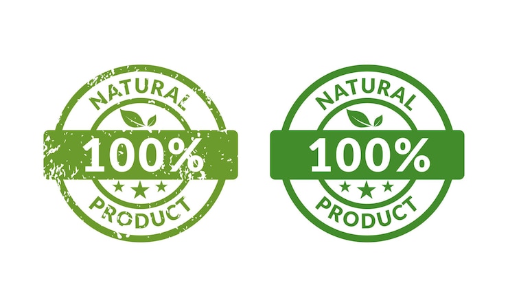 Vector comida fresca vegetariana 100 por ciento icono de sello de goma verde aislado sobre fondo blanco. ilustración