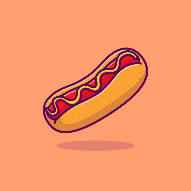 Comida de hotdog flotante simple dibujos animados vector ilustración concepto de comida icono aislado