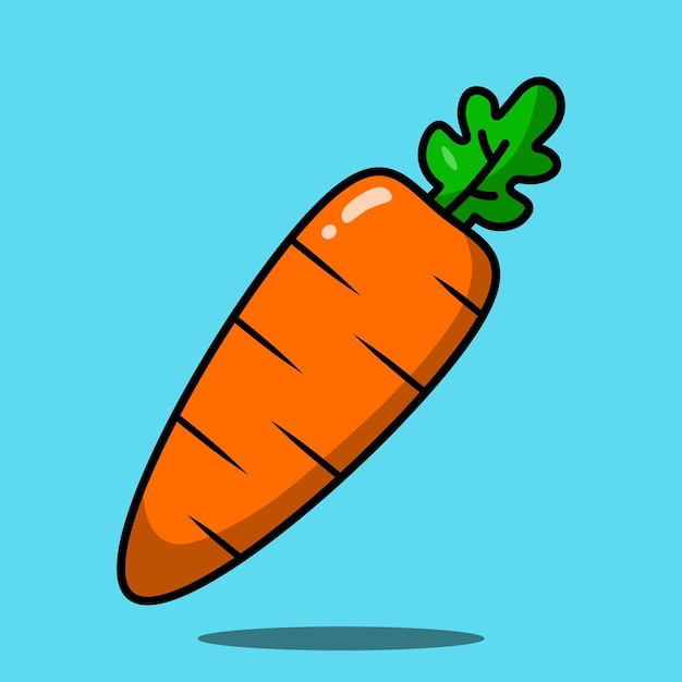 Comida de ilustración de icono de vector de dibujos animados de fruta de zanahoria de estilo plano