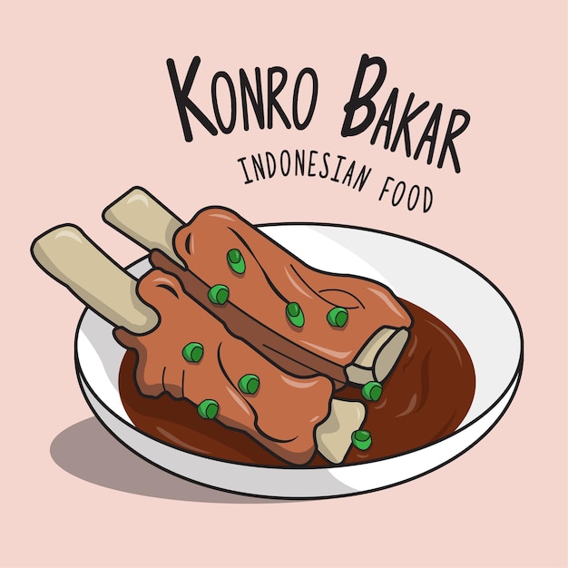 comida indonesia llamada konro bakar ilustración
