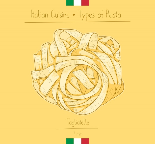 Vector comida italiana tagliatelle pasta