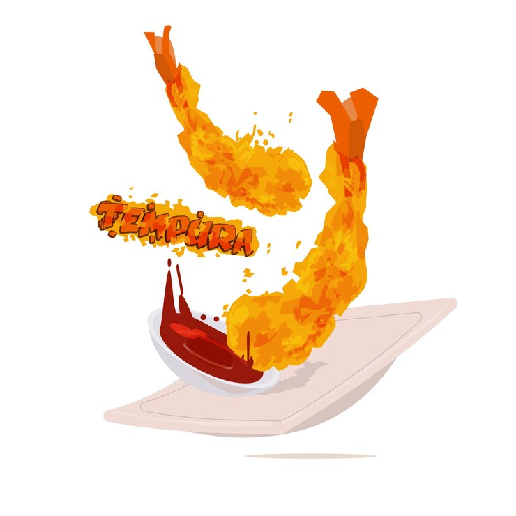Vector comida japonesa de camarones tempura