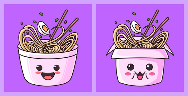 Comida japonesa de dibujos animados lindo ramen