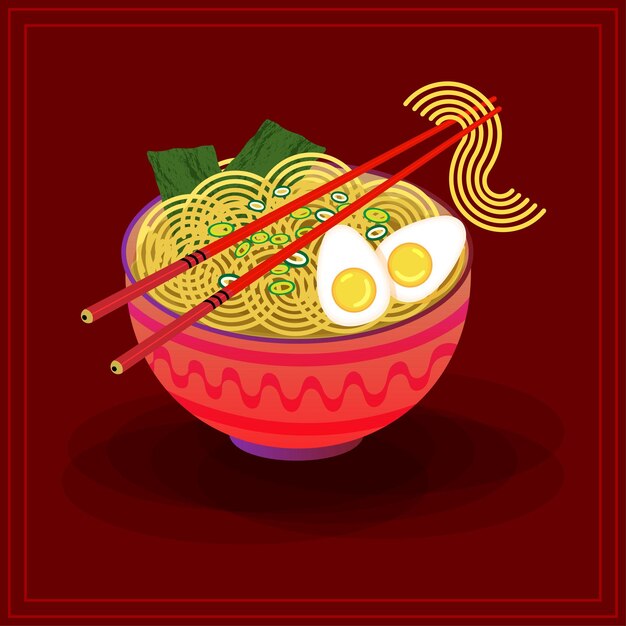 Comida japonesa de fideos ramen. Concepto de logotipo de fideos ramen