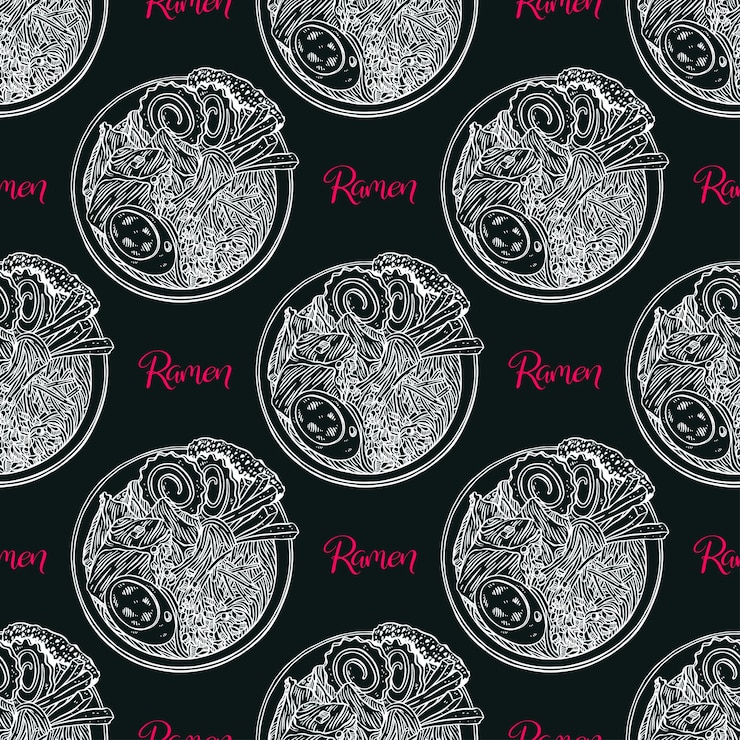 Vector comida japonesa. fondo transparente de boceto apetitoso ramen. ilustración dibujada a mano