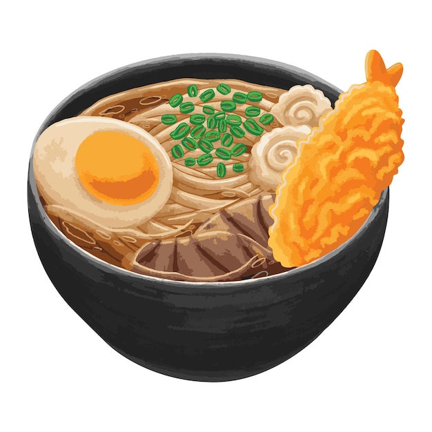 comida japonesa udon en estilo de diseño plano