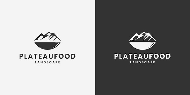 Comida de meseta, comida de montaña, vector de diseño de logotipo de restaurante