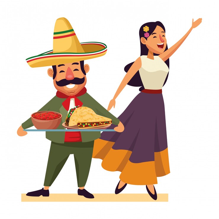 Vector comida mexicana y cultura tradicional