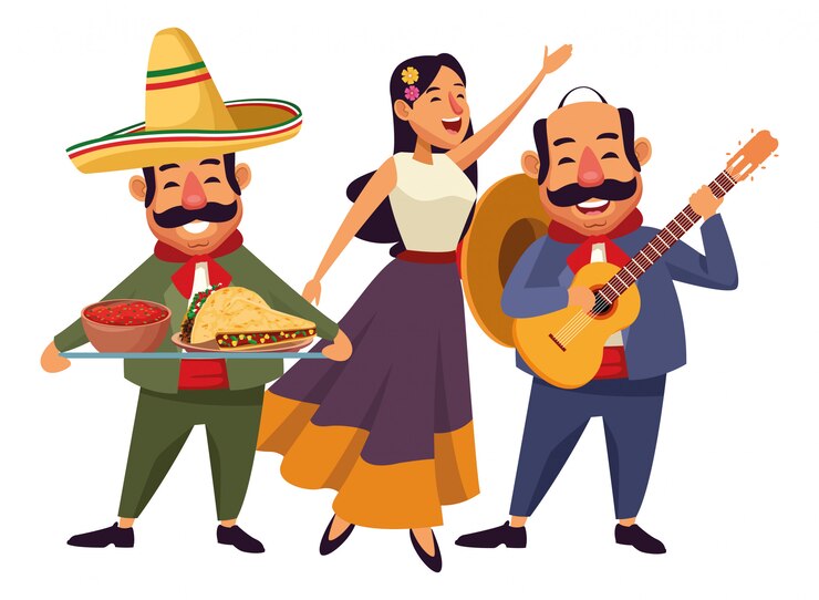 Vector comida mexicana y cultura tradicional