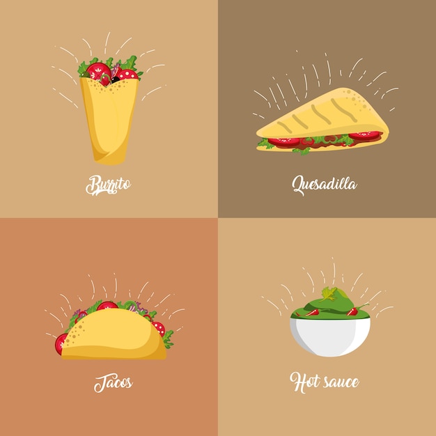 Vector comida mexicana