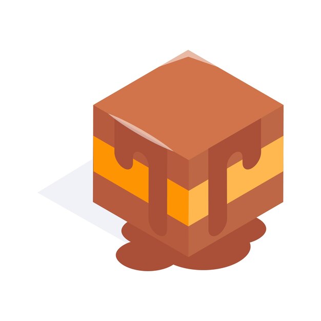 Comida de panadería un icono isométrico de pastel de brownie